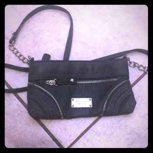 Grey cross body clutch bag